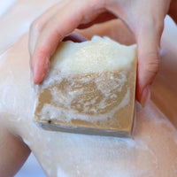 Washing with tea time soap bar