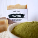 Tea time with matcha powder ingredient