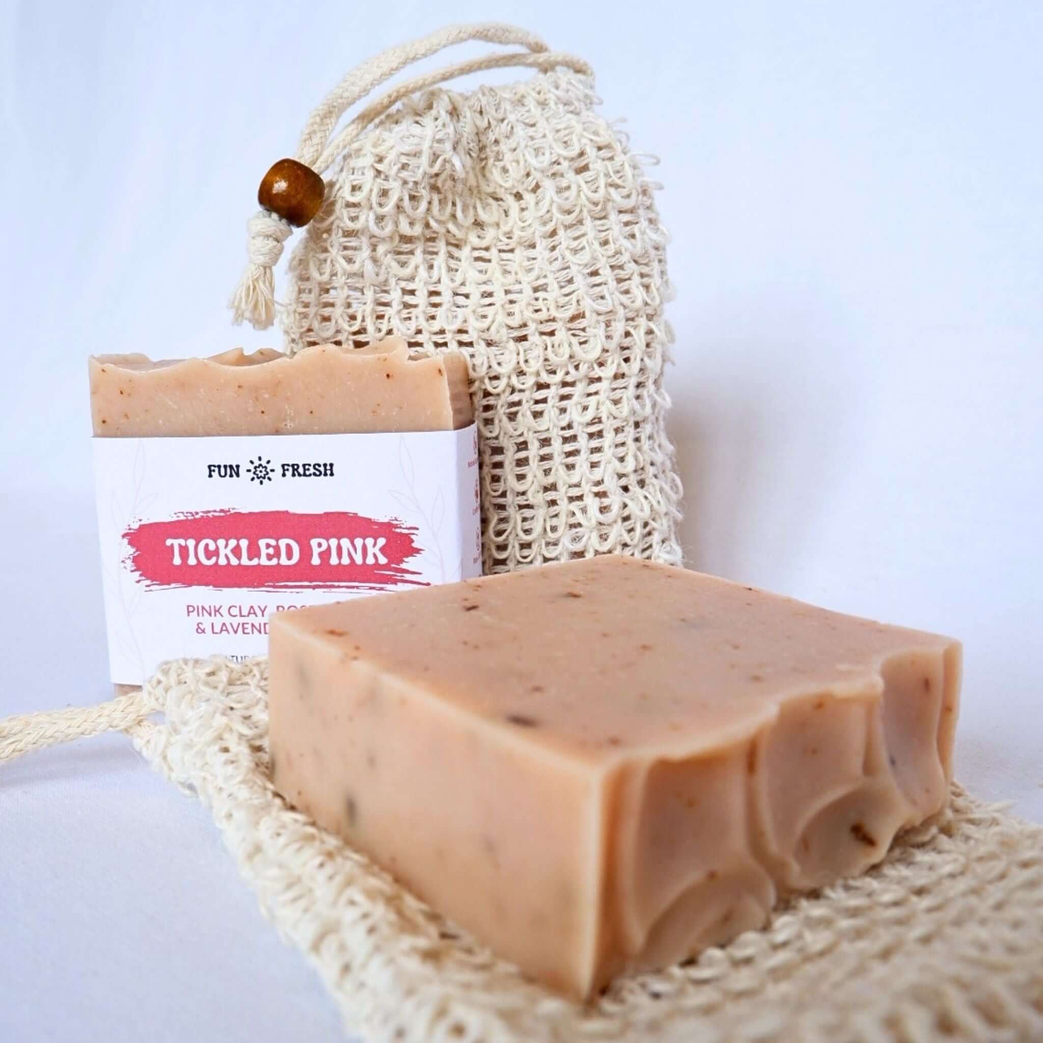 Tickled pink soap bar with soap saver